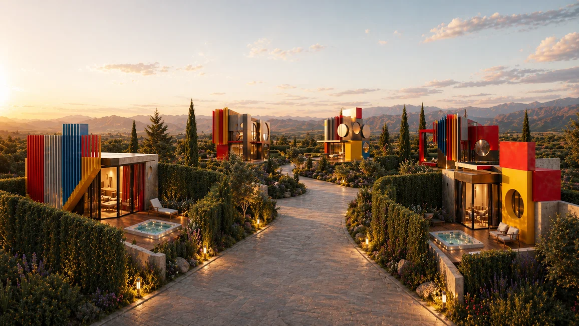 Boutique hospitality masterplan designed for premium tourism development, destination retreats, and scalable experiential lodging environments.