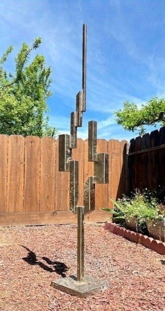 Original Cityscape stainless steel vertical sculpture study by Michael Herold exploring rhythm, proportion, and architectural form.
