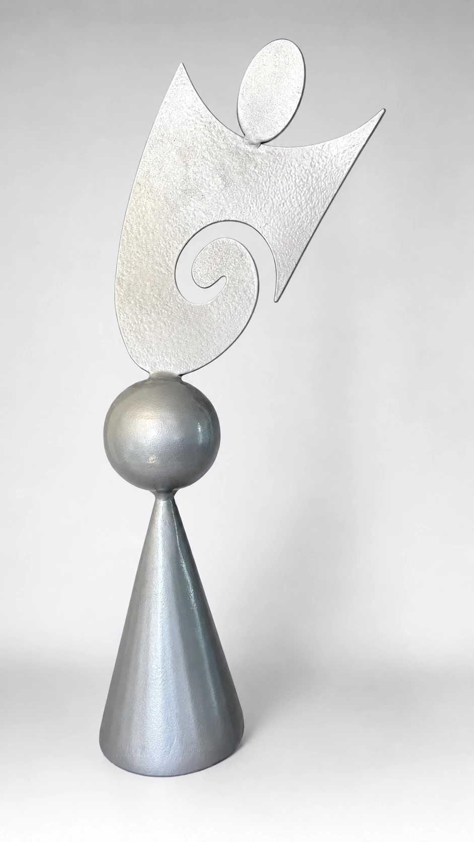Cone Series sculpture by Michael Herold featuring nested steel spheres contained within a circular halo form above a cone foundation, designed as a monumental public art concept for civic plazas, corporate campuses, hospitality developments, parks, and architectural environments.