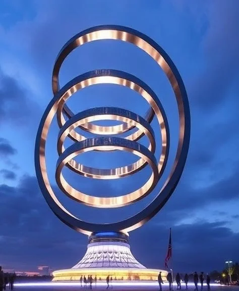 Large-scale stainless steel landmark sculpture designed to establish destination identity, pedestrian attraction, and architectural distinction within mixed-use developments and urban public environments.